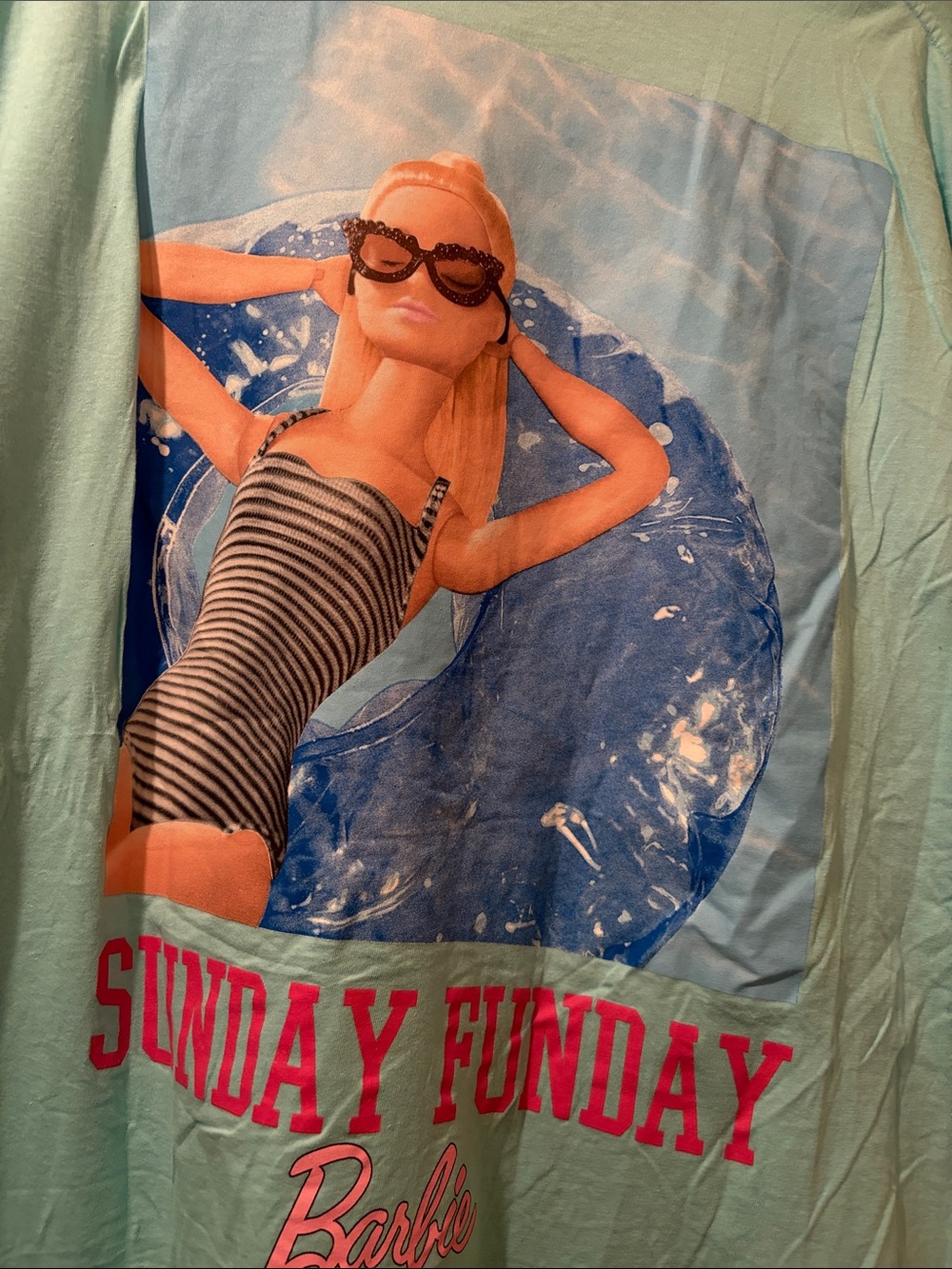 Barbie Aqua Short-Sleeve Tee with Pink 'Sunday Funday' Graphic - Picture 4 of 4